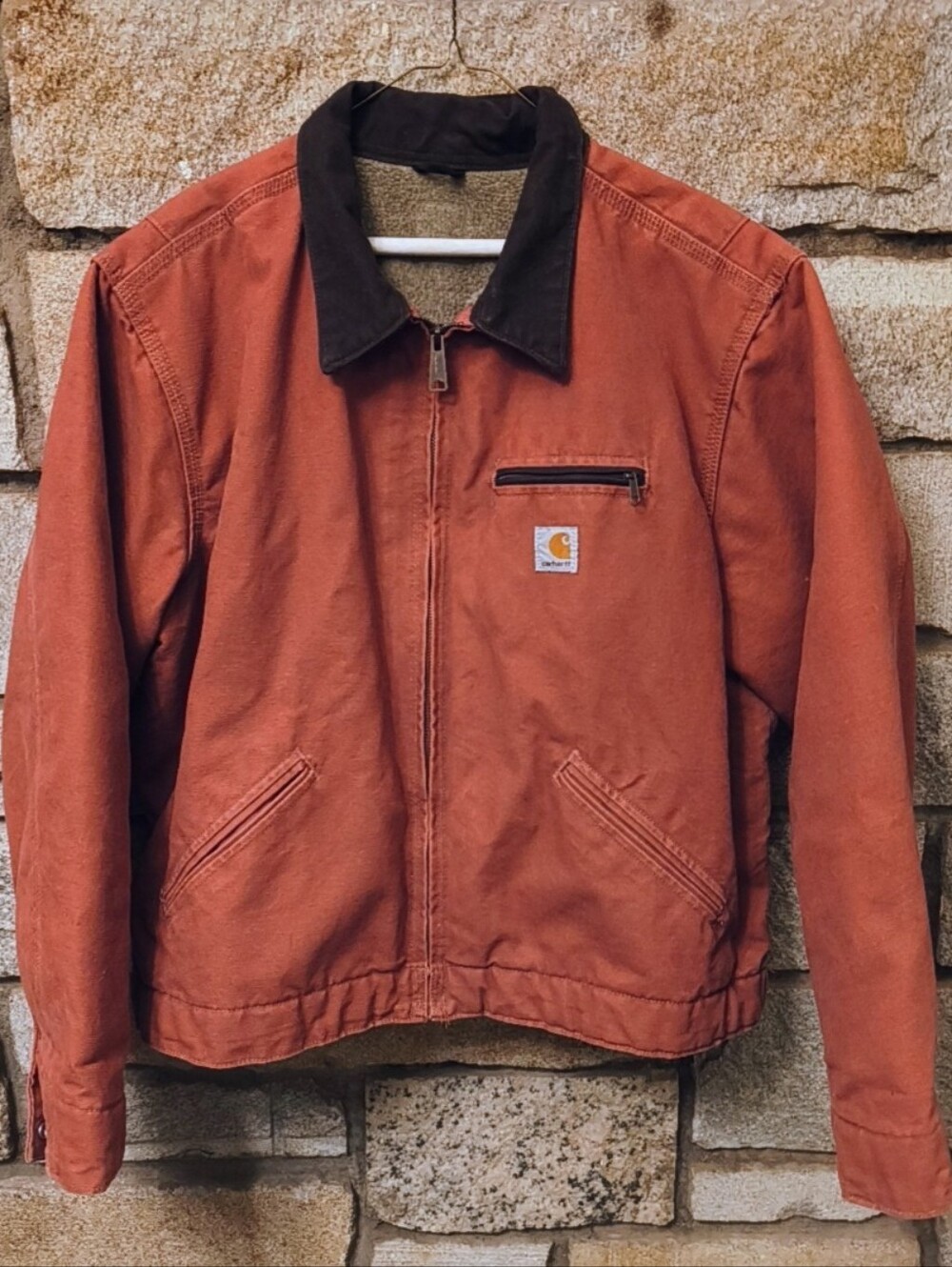 Carhartt (rose?salmon?) Detroit Work Jacket with Brown Corduroy Collar